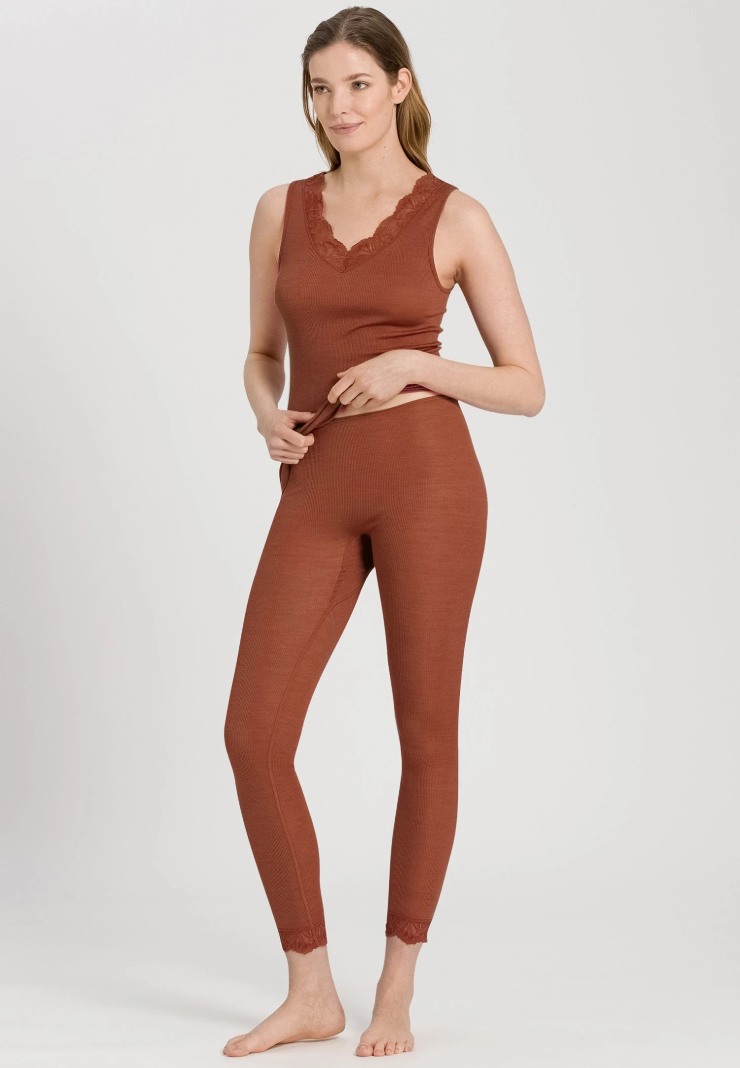 HANRO Woolen Lace - Hemd - Marsala 4 HANRO Woolen Lace - Hemd - Marsala - Afbeelding 2